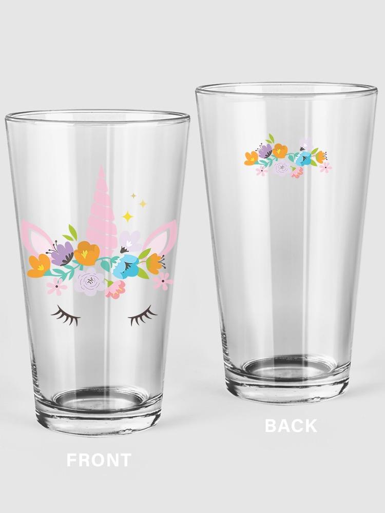 Unicorn With Flowers. Pint Glass -SPIdeals Designs