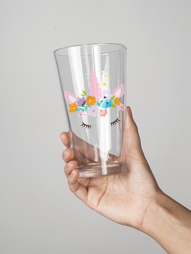 Unicorn With Flowers. Pint Glass -SPIdeals Designs