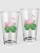 Flamingo And Leaves. Pint Glass -SPIdeals Designs