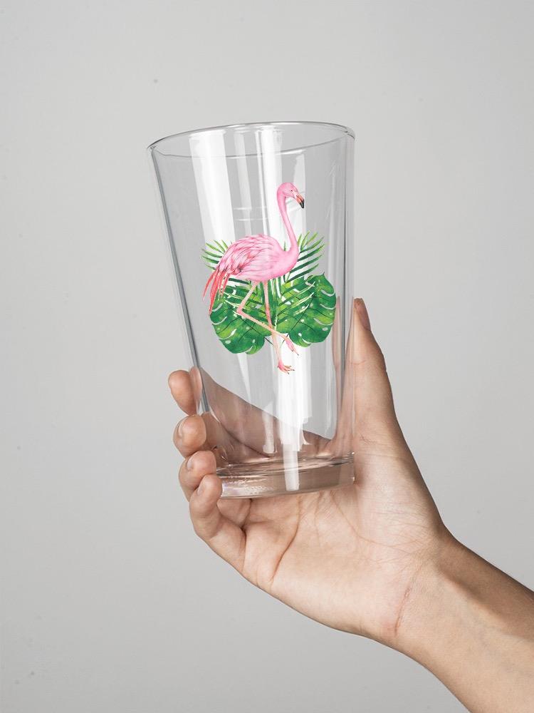 Flamingo And Leaves. Pint Glass -SPIdeals Designs
