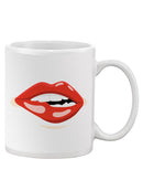 Red Lips Biting. Mug -SPIdeals Designs
