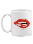 Red Lips Biting. Mug -SPIdeals Designs