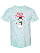 Snowman Merry Christmas Tie Dye Tee -SPIdeals Designs