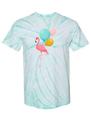 Flamingo With Balloons Tie Dye Tee -SPIdeals Designs