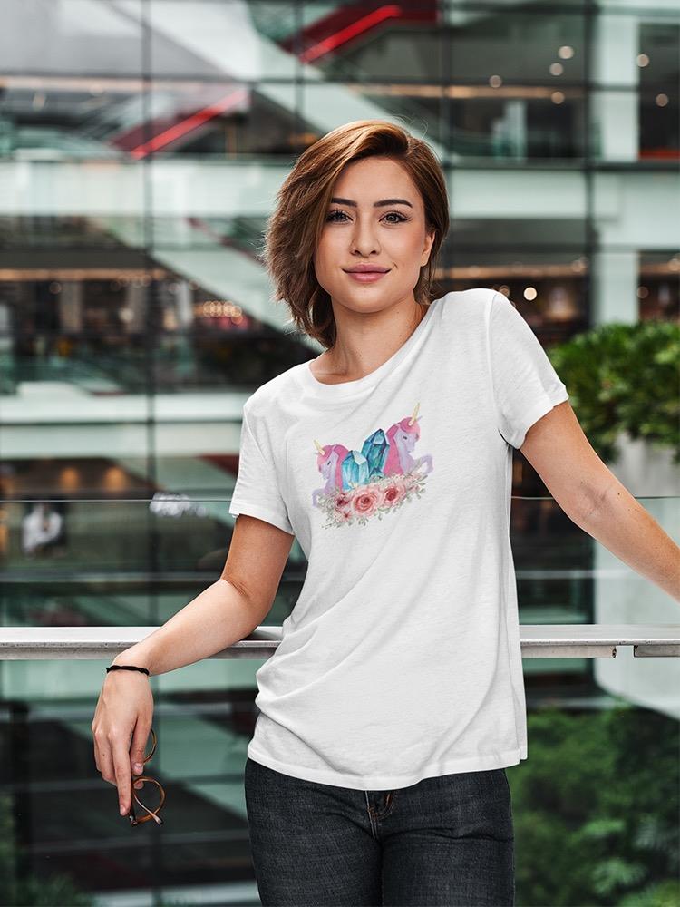 Unicorn With Gems And Flowers T-shirt -SPIdeals Designs