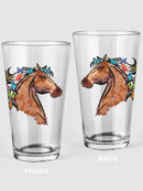 Brown Horse With Butterflies Pint Glass -SPIdeals Designs