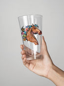 Brown Horse With Butterflies Pint Glass -SPIdeals Designs