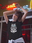 Owl Art In White T-shirt -SPIdeals Designs