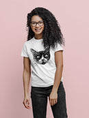 Cat Face Sketch T-shirt -SPIdeals Designs