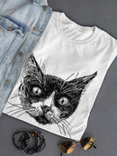 Cat Face Sketch T-shirt -SPIdeals Designs