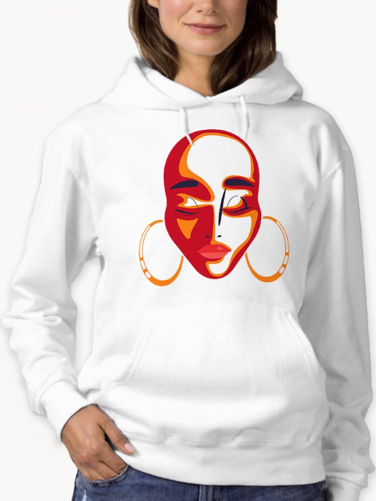Woman's Face With Earrings Hoodie -SPIdeals Designs