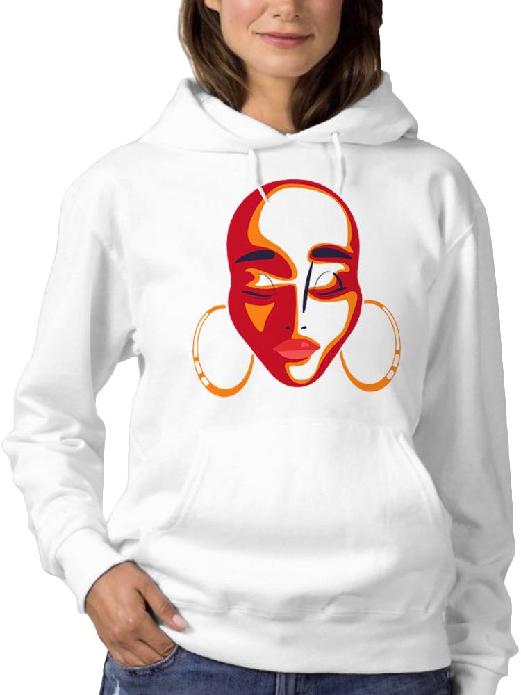 Woman's Face With Earrings Hoodie -SPIdeals Designs