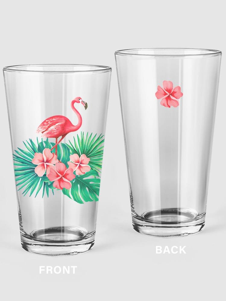 Flamingo On Plants Pint Glass -SPIdeals Designs