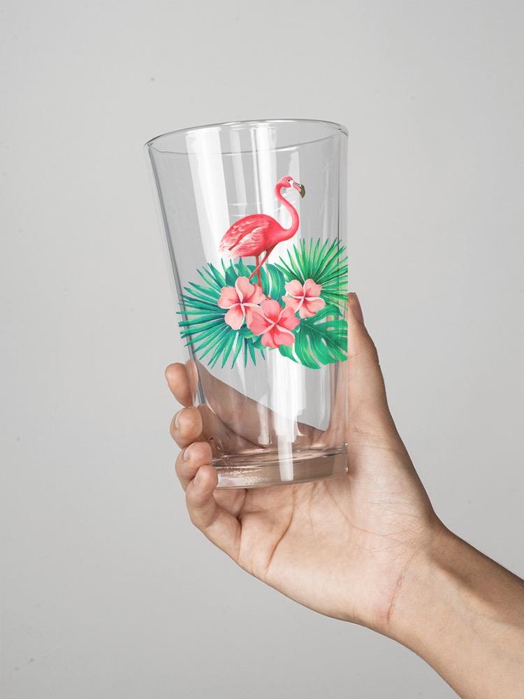 Flamingo On Plants Pint Glass -SPIdeals Designs