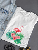 Tropical Flowers Flamingo T-shirt -SPIdeals Designs