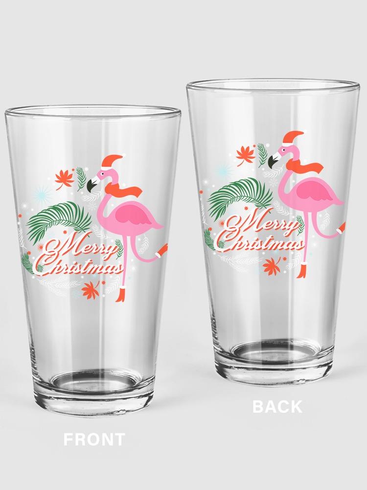 Merry Christmas Flamingo Pint Glass -SPIdeals Designs