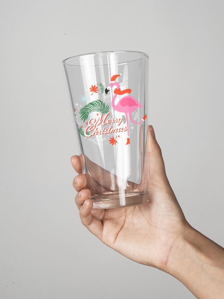 Merry Christmas Flamingo Pint Glass -SPIdeals Designs