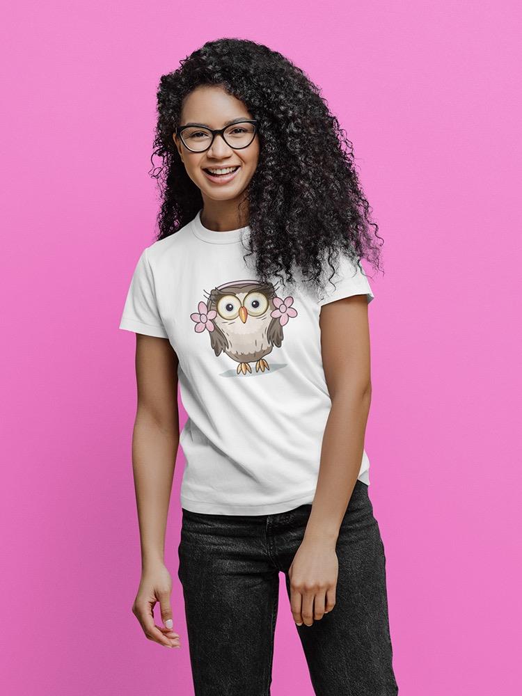 Cute Owl With Flowers T-shirt -SPIdeals Designs
