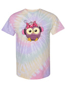 Owl With Headphones Tie Dye Tee -SPIdeals Designs