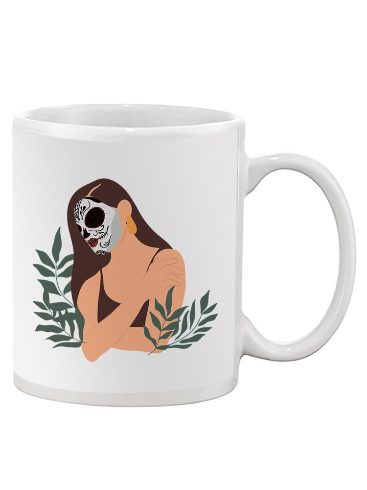 Woman With Skull Mask Mug -SPIdeals Designs