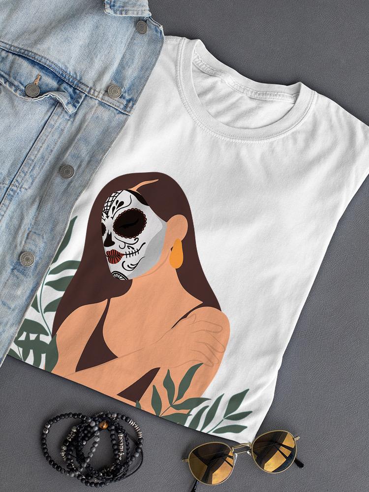 Woman With Skull Mask T-shirt -SPIdeals Designs