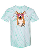 Corgi With Heart Glasses Tie Dye Tee -SPIdeals Designs