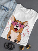 Corgi With Heart Glasses T-shirt -SPIdeals Designs