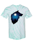 Wolf Howling At The Moon. Tie Dye Tee -SPIdeals Designs
