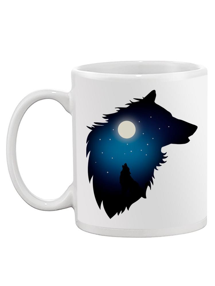 Wolf Howling At The Moon. Mug -SPIdeals Designs