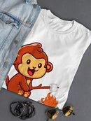 Monkey Roasting Marshmallows T-shirt -SPIdeals Designs