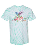 Hummingbird With Flowers Tie Dye Tee -SPIdeals Designs