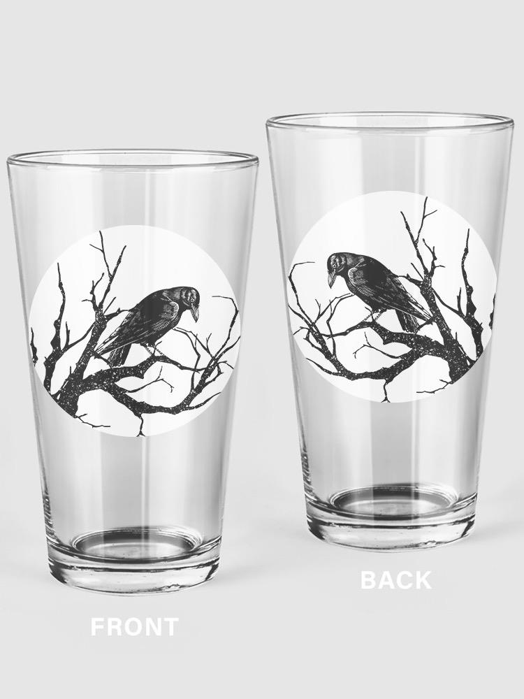 Crow Sitting On A Tree Pint Glass -SPIdeals Designs