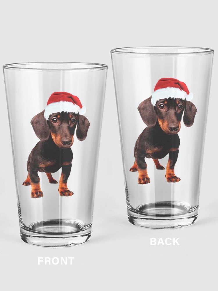 Dachshund With Christmas Hat Pint Glass -SPIdeals Designs
