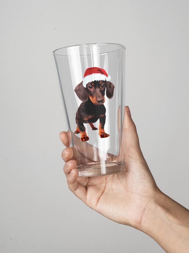 Dachshund With Christmas Hat Pint Glass -SPIdeals Designs
