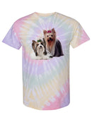 Yorkie Puppies Sitting Tie Dye Tee -SPIdeals Designs