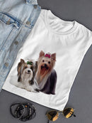 Yorkie Puppies Sitting T-shirt -SPIdeals Designs