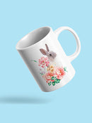 Cute Bunny With Flowers Mug -SPIdeals Designs