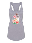 Cute Bunny With Flowers T-shirt -SPIdeals Designs