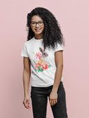 Cute Bunny With Flowers T-shirt -SPIdeals Designs