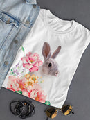 Cute Bunny With Flowers T-shirt -SPIdeals Designs