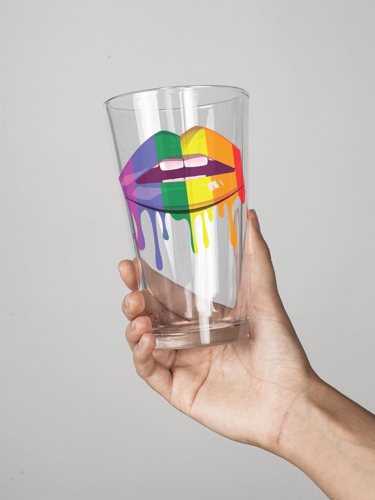 Rainbow Colored Lips Pint Glass -SPIdeals Designs