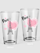 Paris Eiffel Tower Heart Pint Glass -SPIdeals Designs