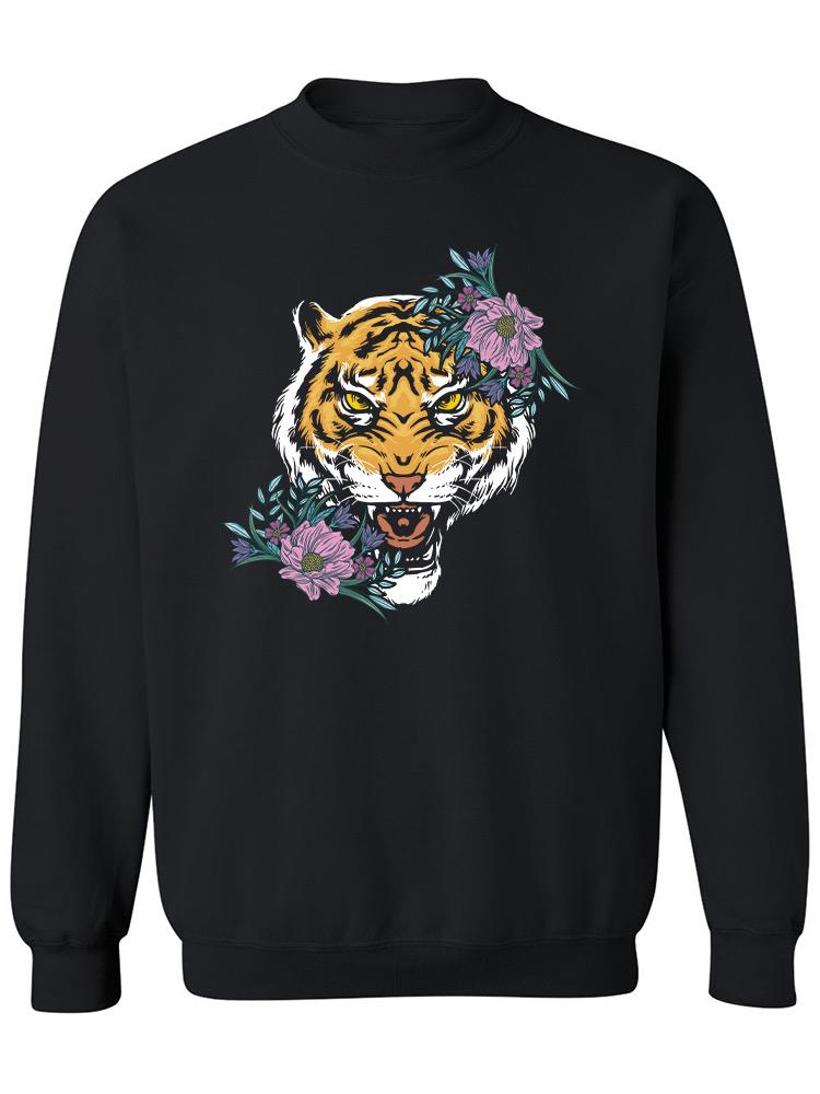 Roaring Tiger With Flowers Sweatshirt -SPIdeals Designs