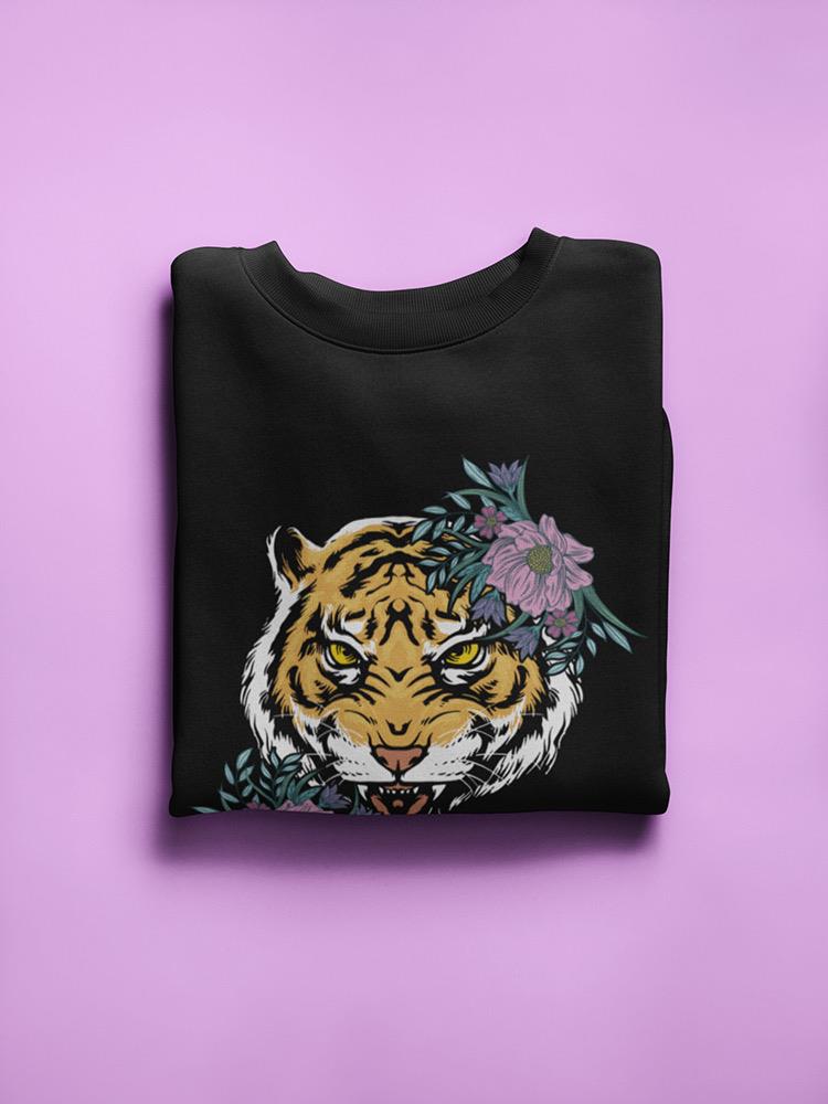 Roaring Tiger With Flowers Sweatshirt -SPIdeals Designs