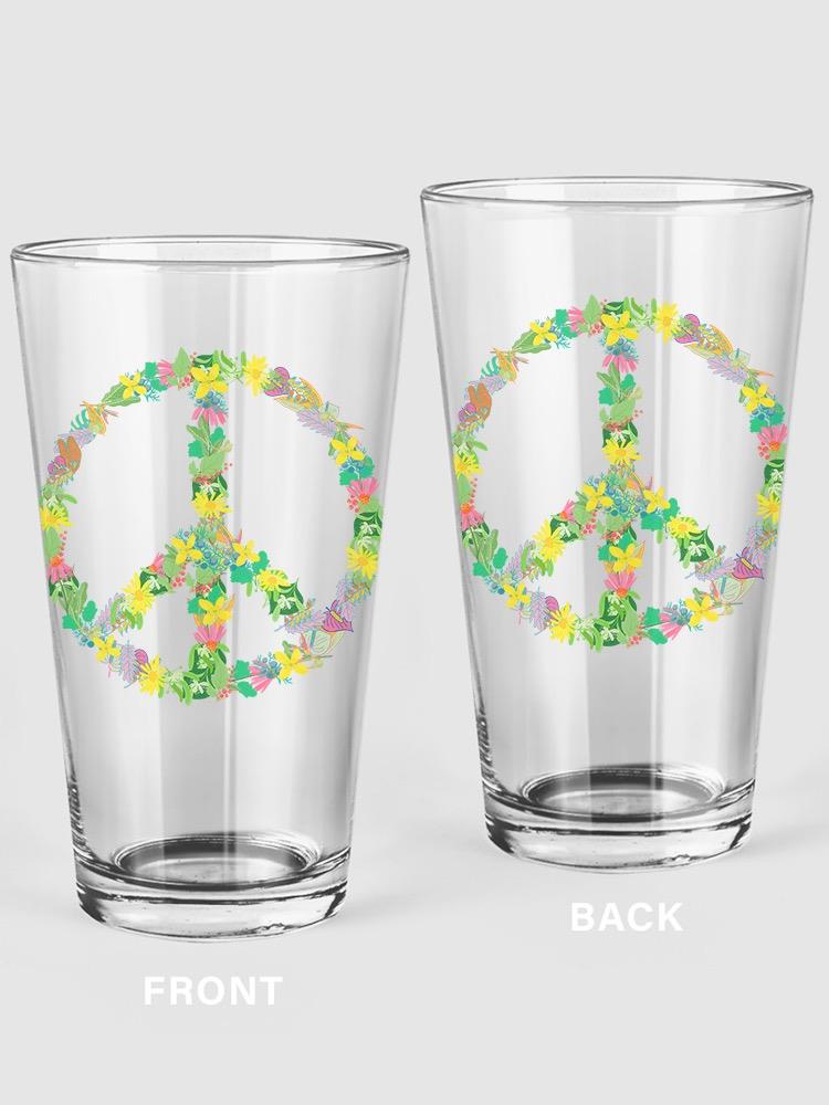 A Floral Peace Sign Pint Glass -SPIdeals Designs