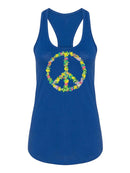 Floral Peace Symbol Racerback Tank -SPIdeals Designs