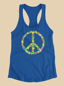 Floral Peace Symbol Racerback Tank -SPIdeals Designs