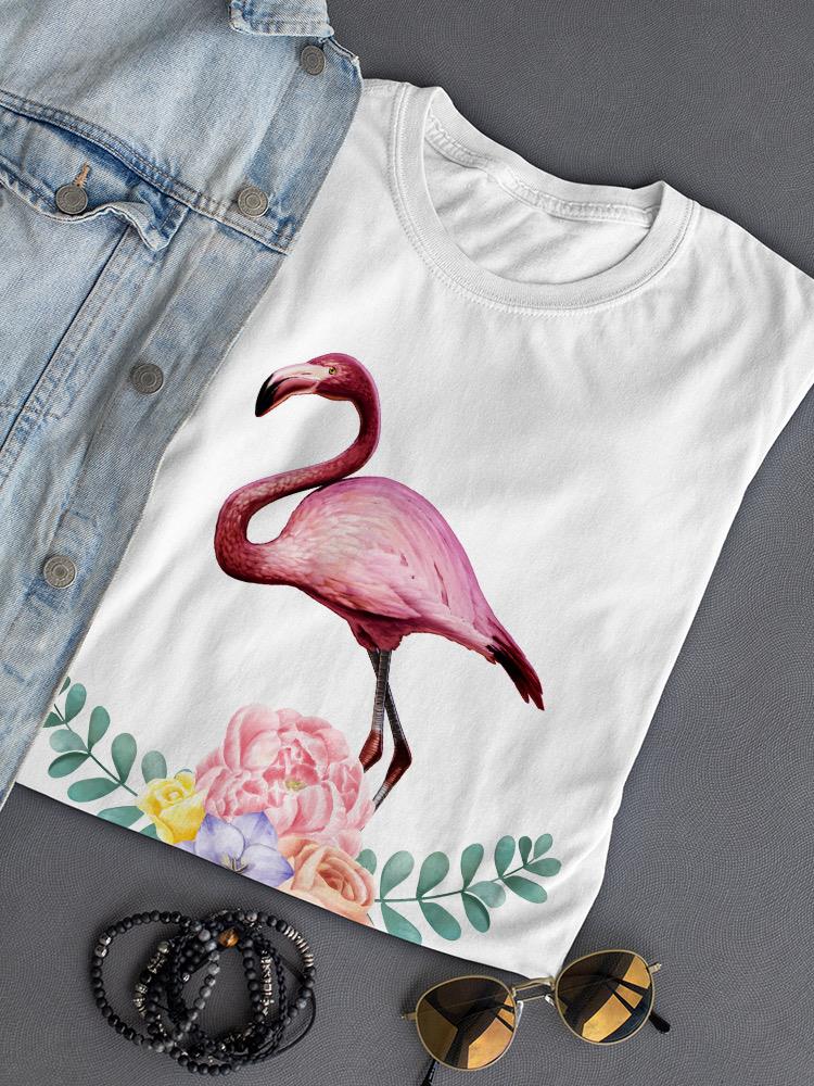Flamingo With Flowers T-shirt -SPIdeals Designs