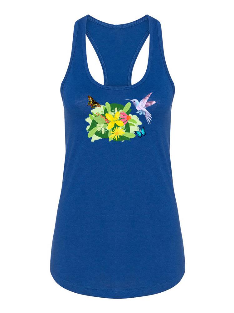 Tropical Flowers And Animals Racerback Tank -SPIdeals Designs