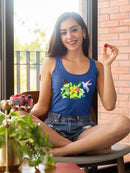 Tropical Flowers And Animals Racerback Tank -SPIdeals Designs